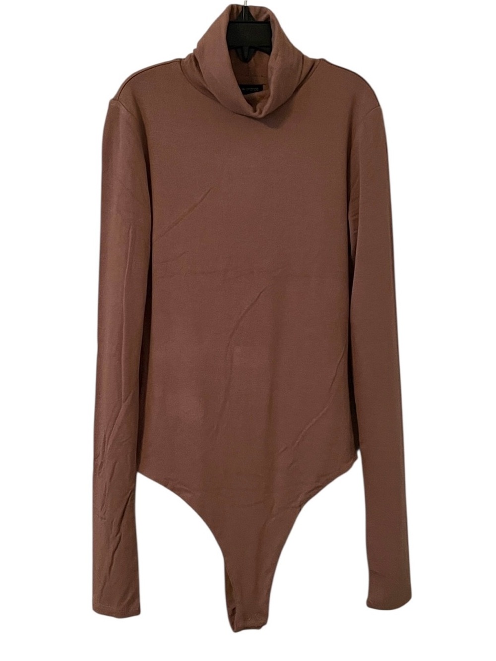 Naked Wardrobe Women’s Brown Turtle Neck Long Sleeve High Wasted Bodysuit Size S